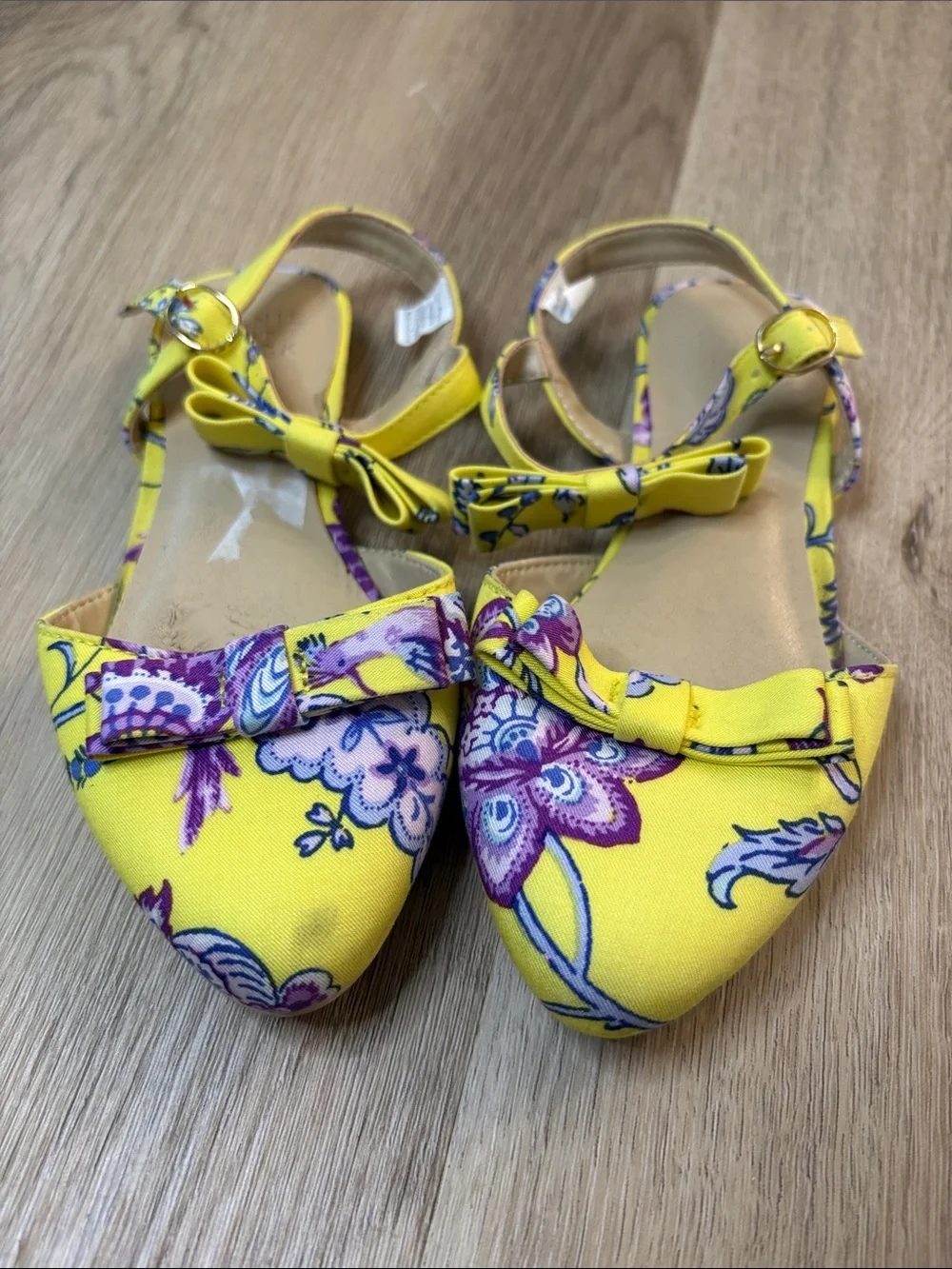 Janie and Jack Yellow Floral Ankle Strap Sandals size girls 12 spring summer